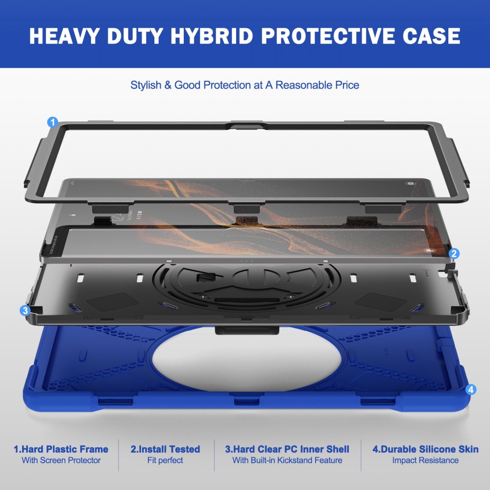  Galaxy Tab S8 Ultra Skal X-Shape Shockproof Kickstand