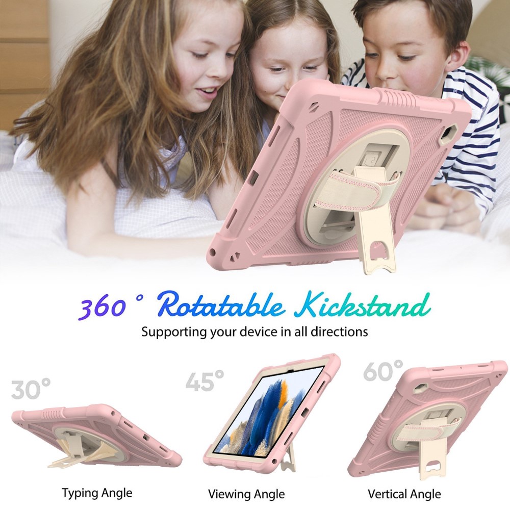  Galaxy Tab A8 Skal Hybrid Shockproof Kickstand Rosa
