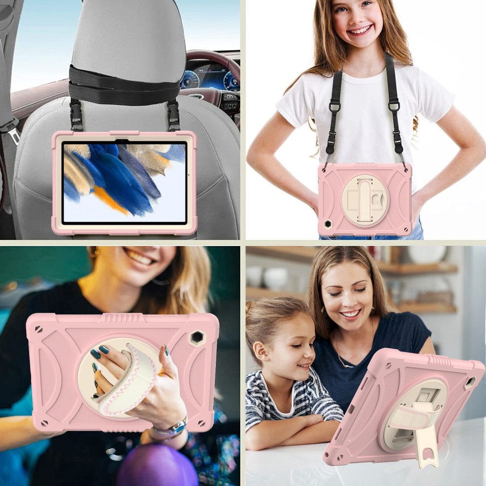  Galaxy Tab A8 Skal Hybrid Shockproof Kickstand Rosa