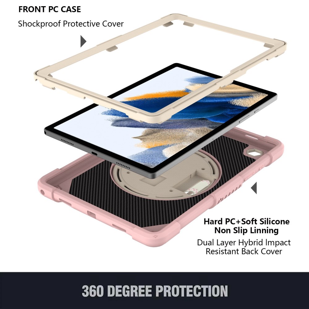  Galaxy Tab A8 Skal Hybrid Shockproof Kickstand Rosa