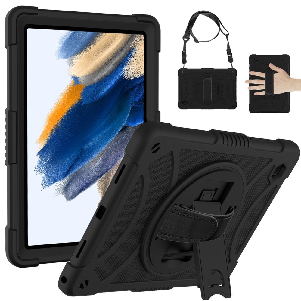  Galaxy Tab A8 Skal Hybrid Shockproof Kickstand Svart