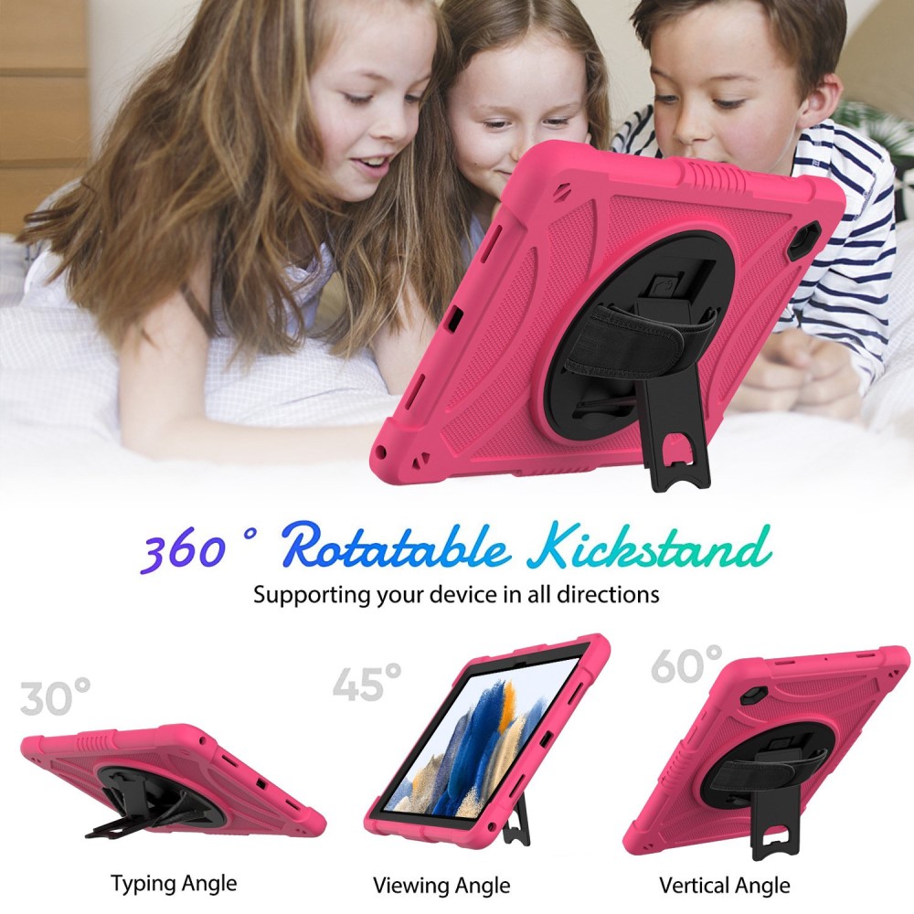  Galaxy Tab A8 Skal Hybrid Shockproof Kickstand Rosa