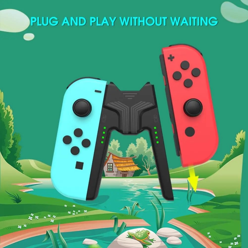 AOLION AOLION Nintendo Switch Joy-Con Charging Grip LED Svart