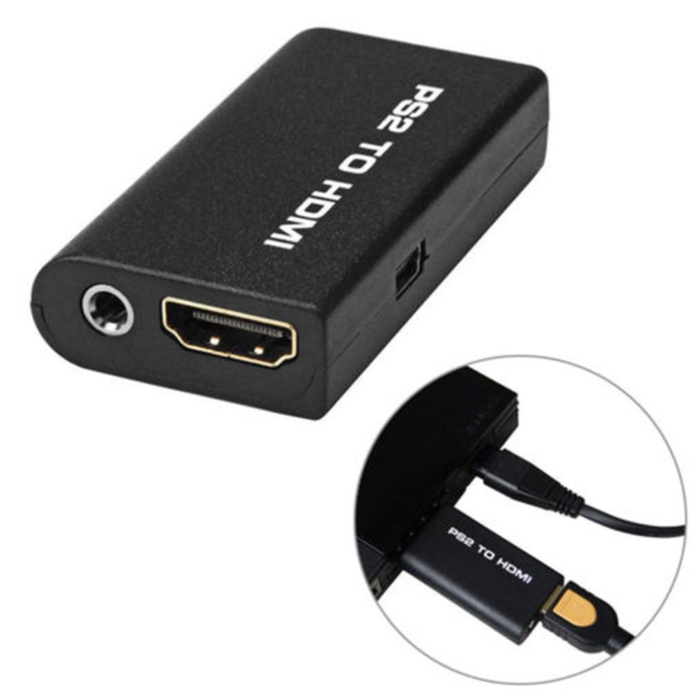  PS2 till HDMI Med AUX Adapter Svart