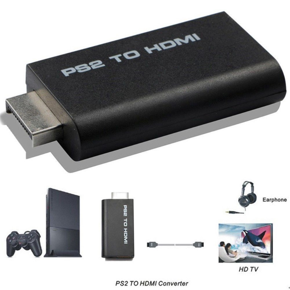  PS2 till HDMI Med AUX Adapter Svart