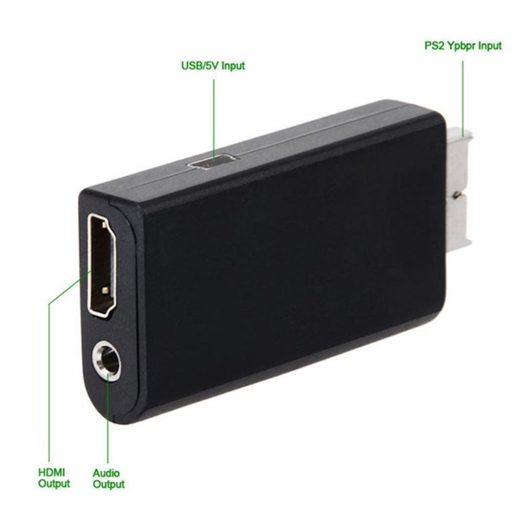  PS2 till HDMI Med AUX Adapter Svart