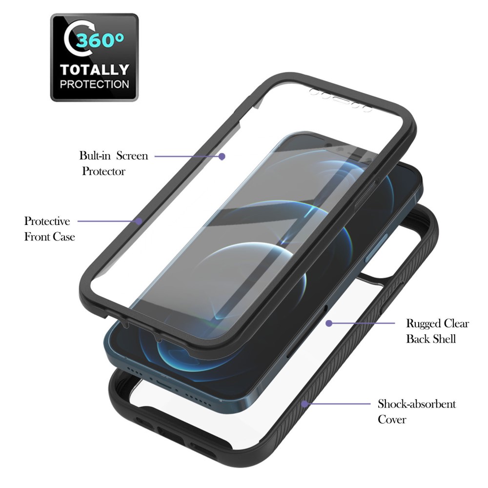  iPhone 12 Pro Max Skal 360 Hybrid Defense Svart