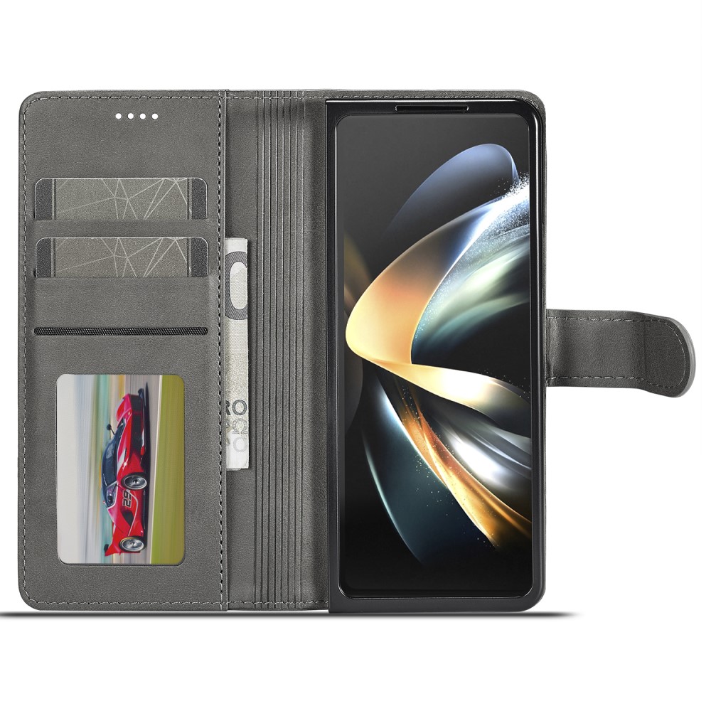 LC.IMEEKE LC.IMEEKE Galaxy Z Fold 5 Fodral Läder Grå