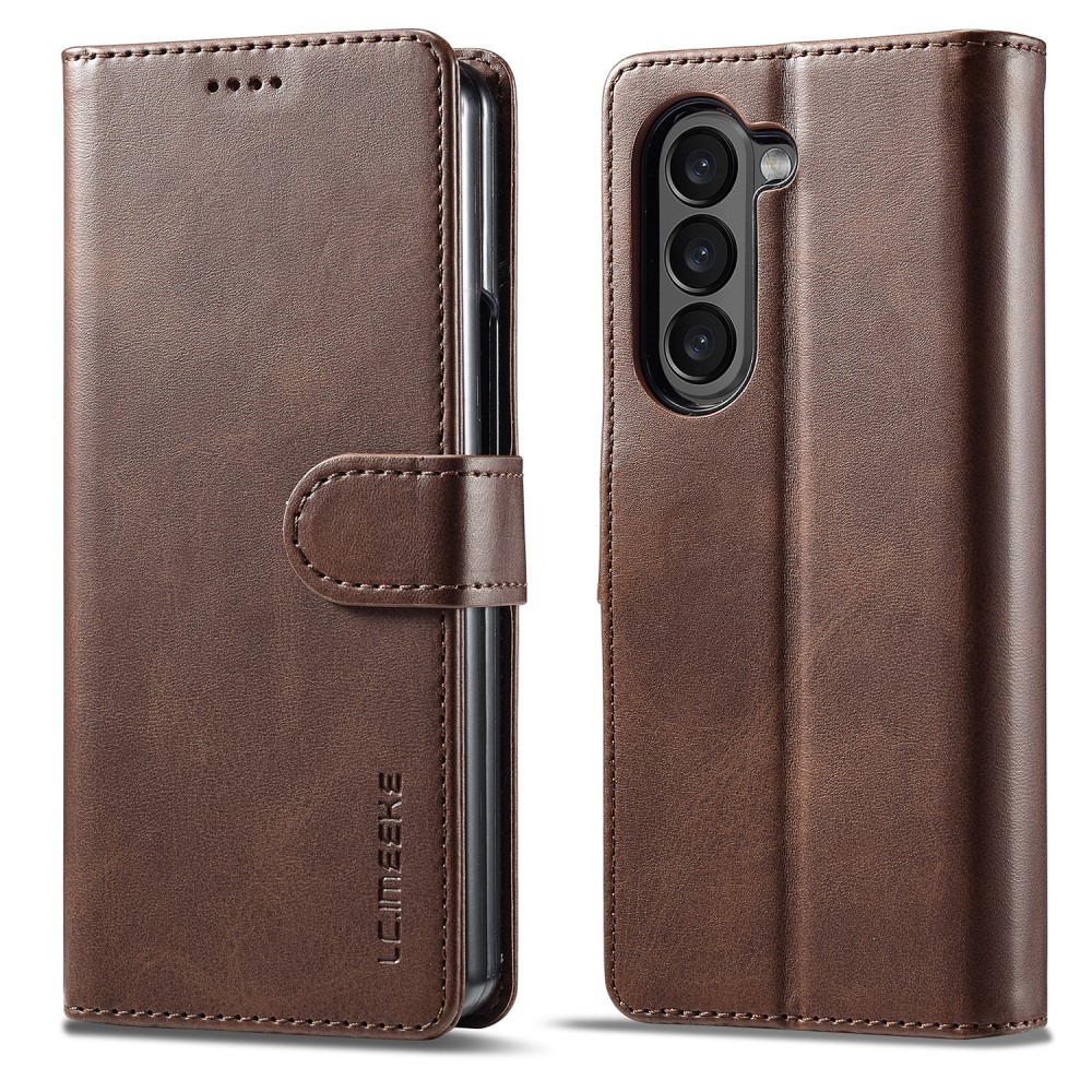 LC.IMEEKE LC.IMEEKE Galaxy Z Fold 5 Fodral Läder Brun