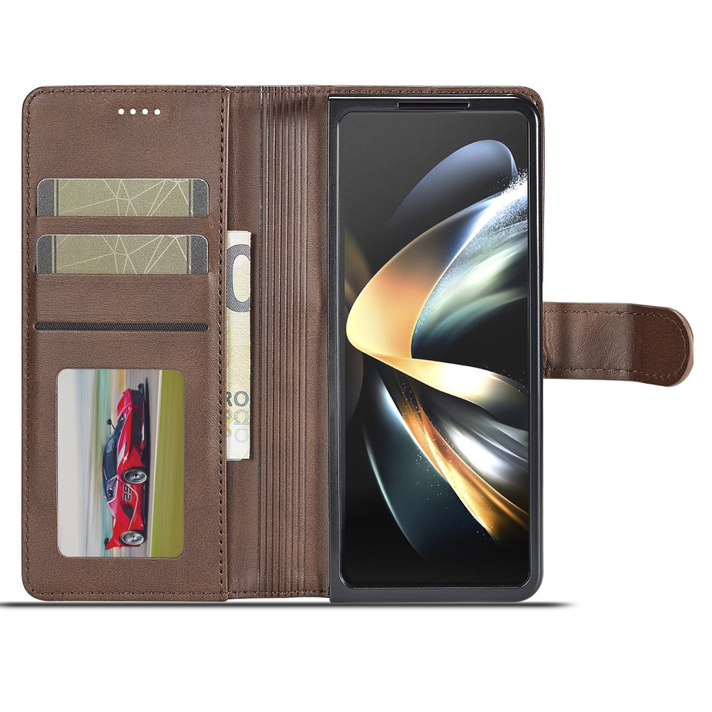 LC.IMEEKE LC.IMEEKE Galaxy Z Fold 5 Fodral Läder Brun