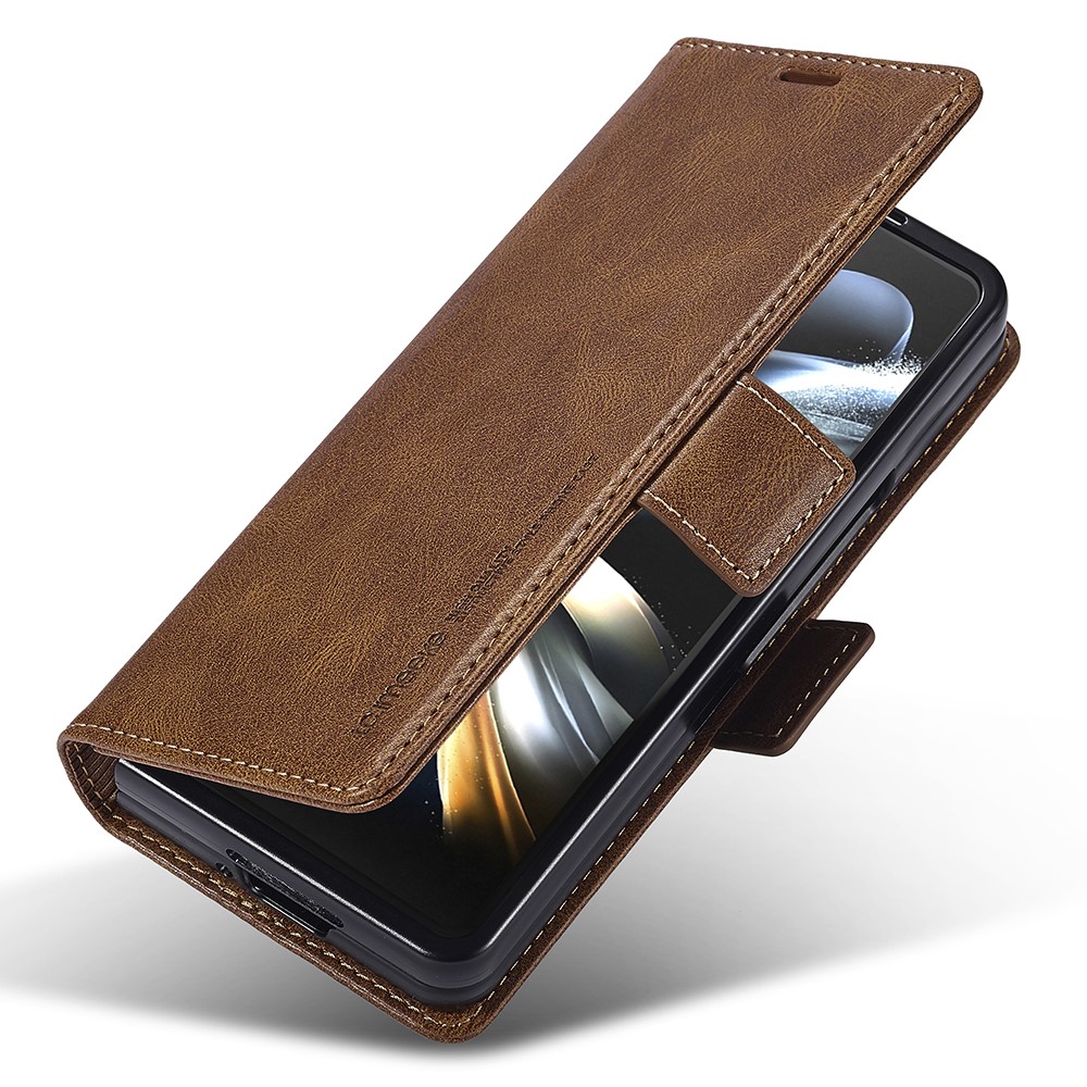 LC.IMEEKE LC.IMEEKE Galaxy Z Fold 5 Fodral RFID Läder Brun