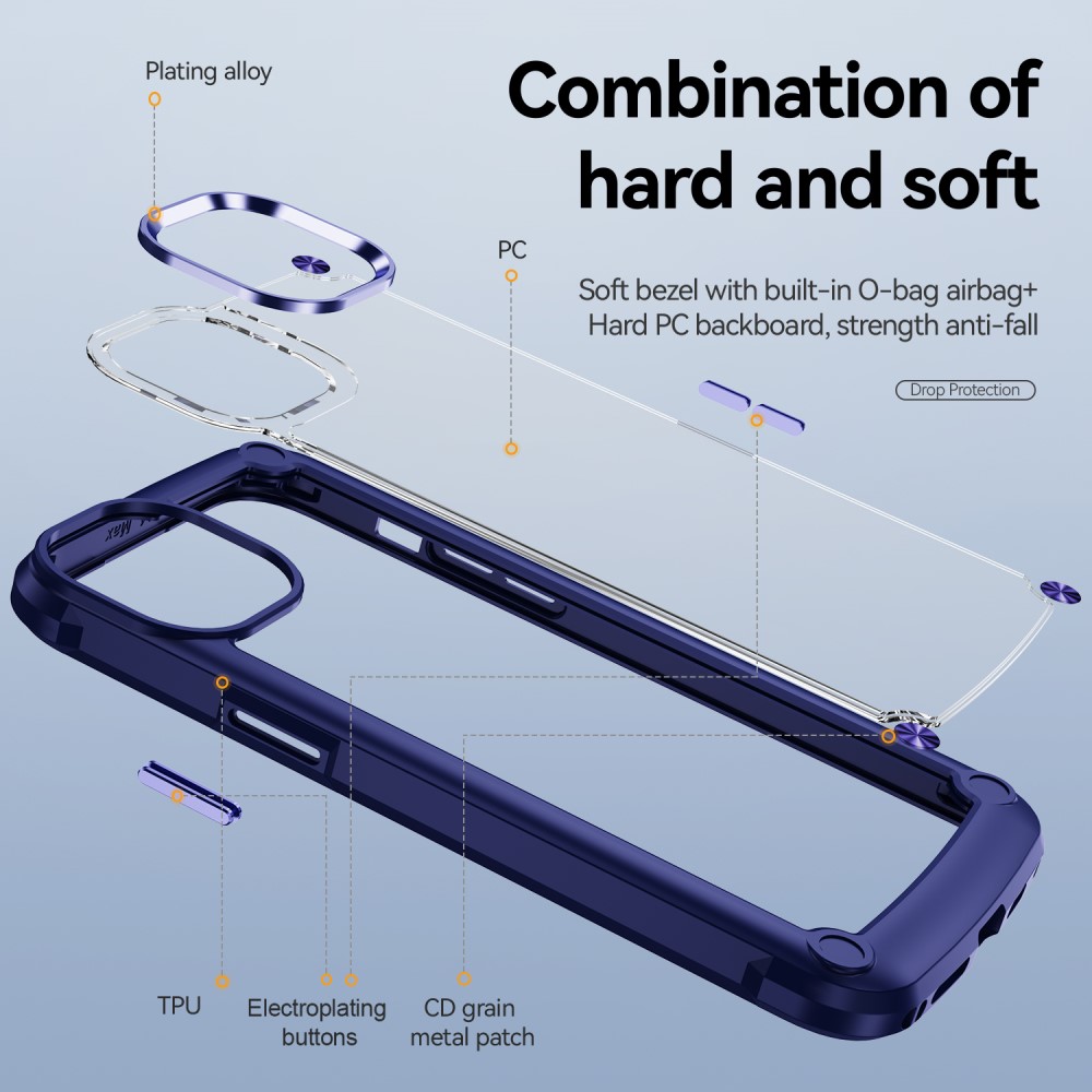  iPhone 15 Plus Skal Shockproof Hybrid Armor Blå