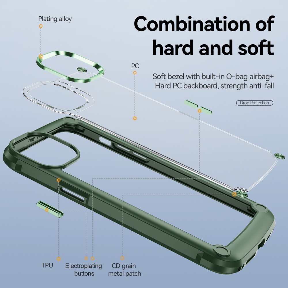  iPhone 15 Plus Skal Shockproof Hybrid Armor Grön
