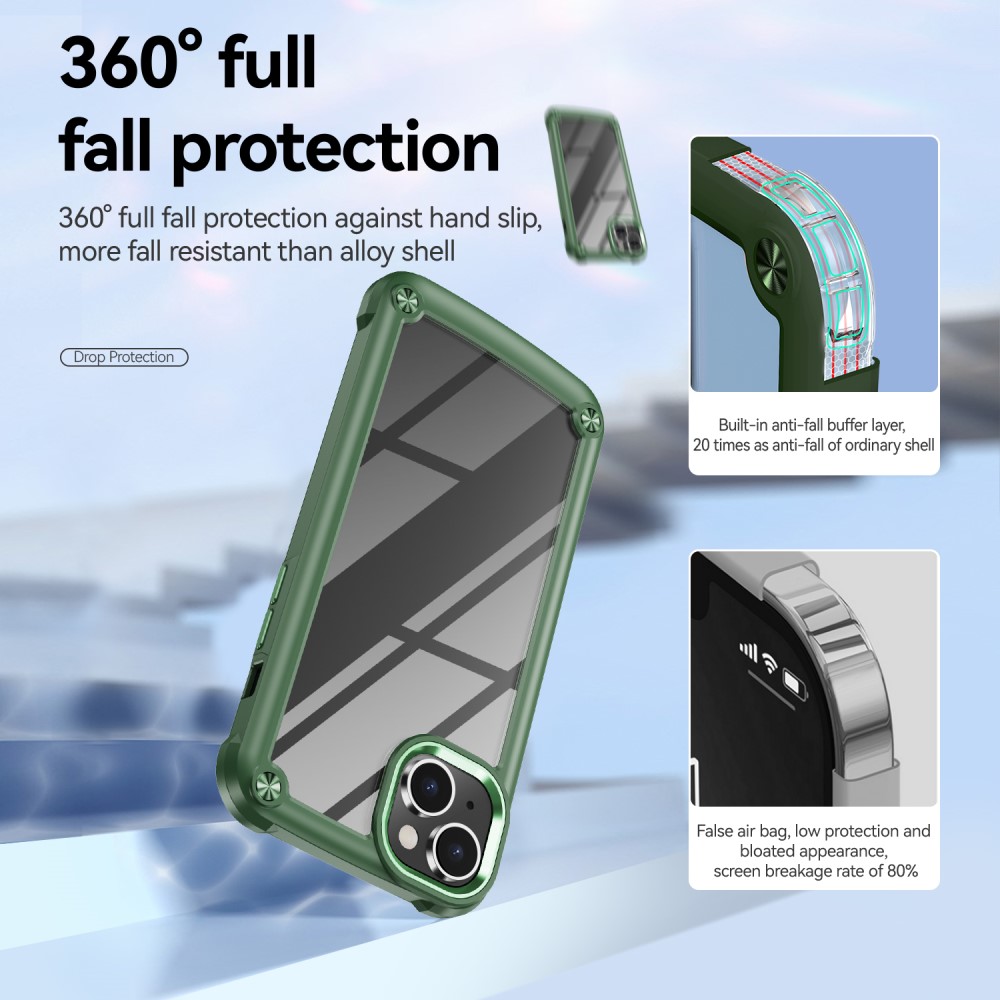  iPhone 15 Plus Skal Shockproof Hybrid Armor Grön