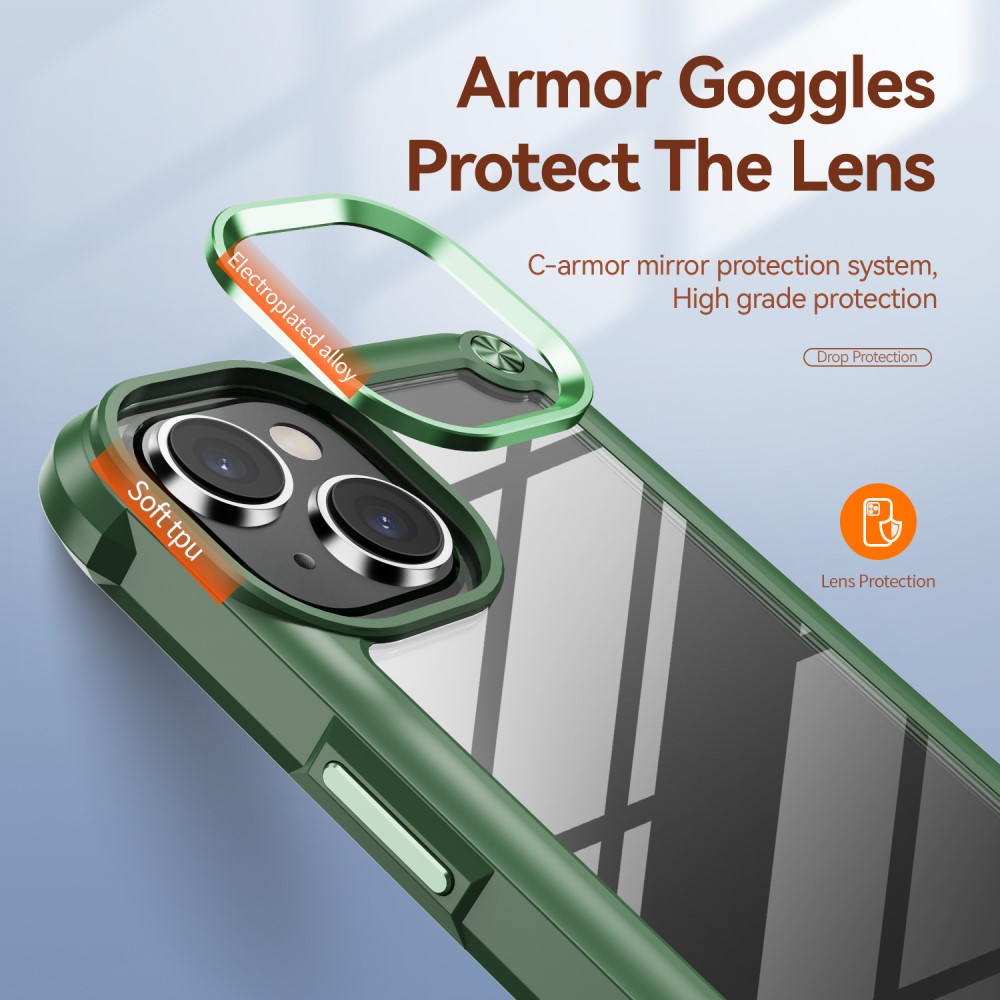  iPhone 15 Plus Skal Shockproof Hybrid Armor Grön