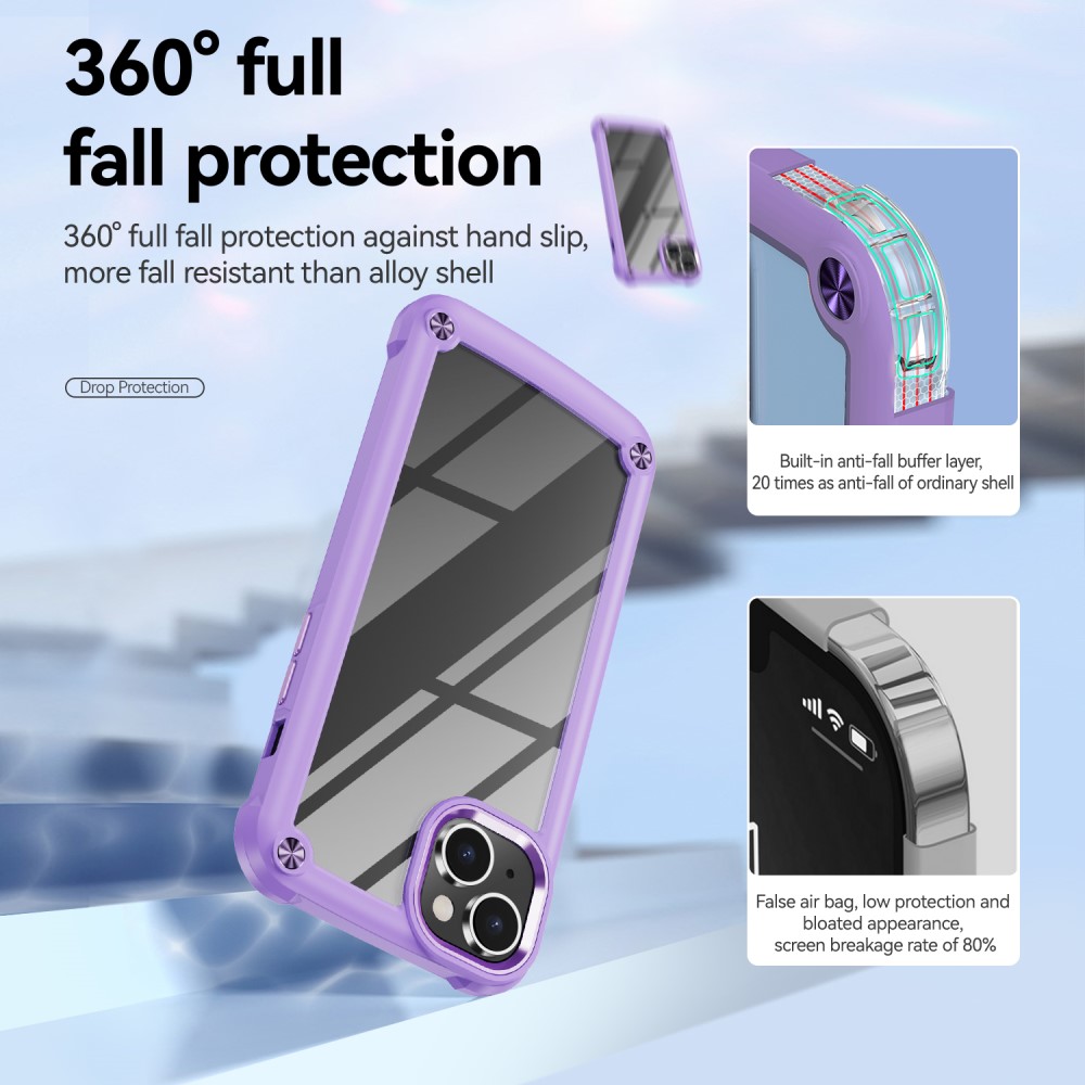  iPhone 15 Plus Skal Shockproof Hybrid Armor Lila