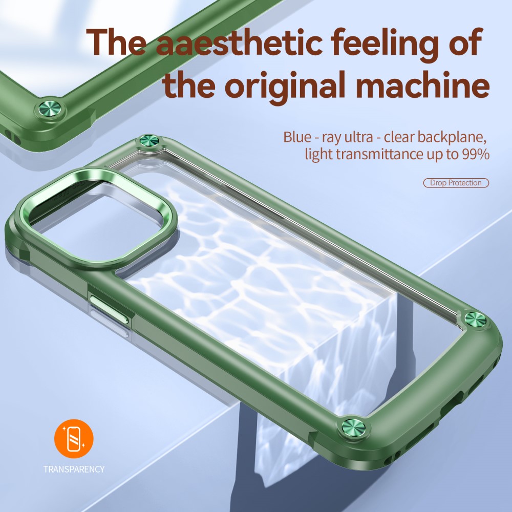  iPhone 15 Pro Skal Shockproof Hybrid Armor Grön