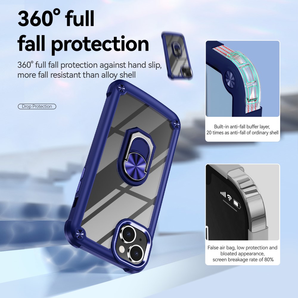  iPhone 15 Plus Skal Ring Shockproof Hybrid Blå