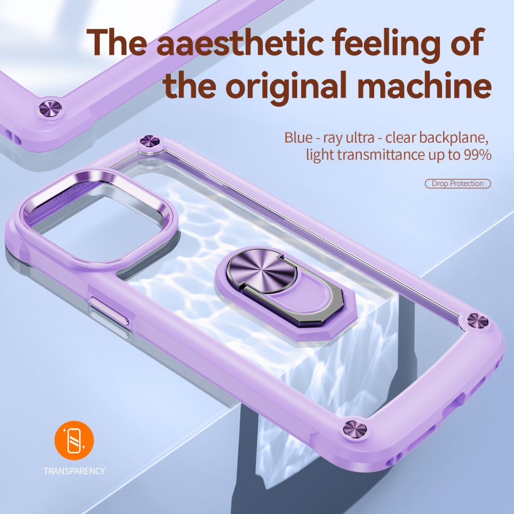  iPhone 15 Pro Skal Ring Shockproof Hybrid Lila