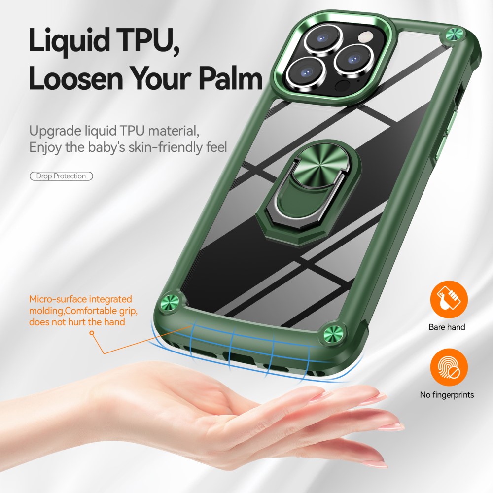  iPhone 15 Pro Max Skal Ring Shockproof Hybrid Grön