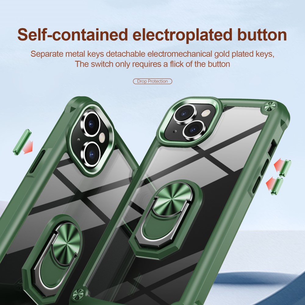  iPhone 15 Skal Ring Shockproof Hybrid Grön