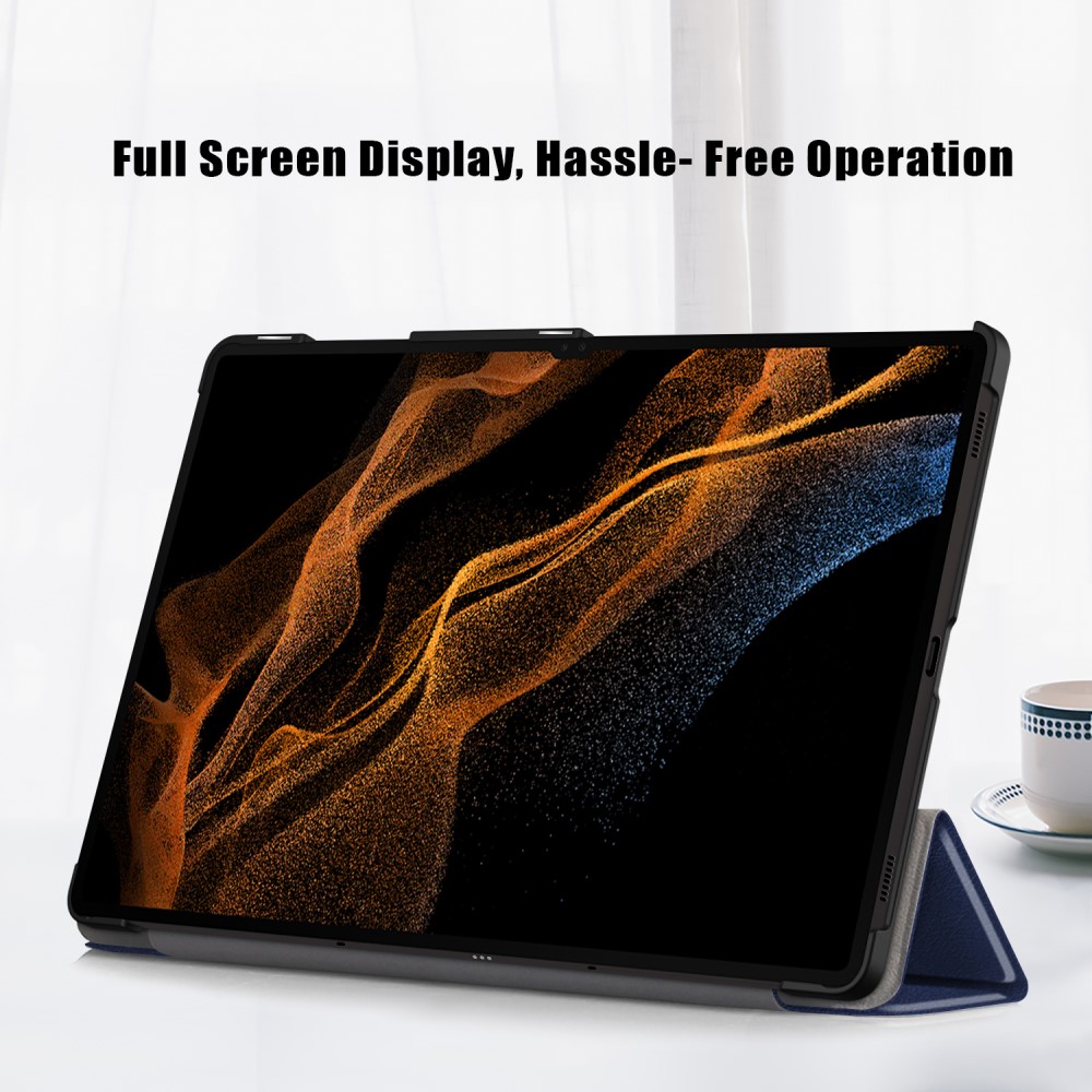  Samsung Galaxy Tab S9 Ultra Fodral Tri-Fold Mörk Blå