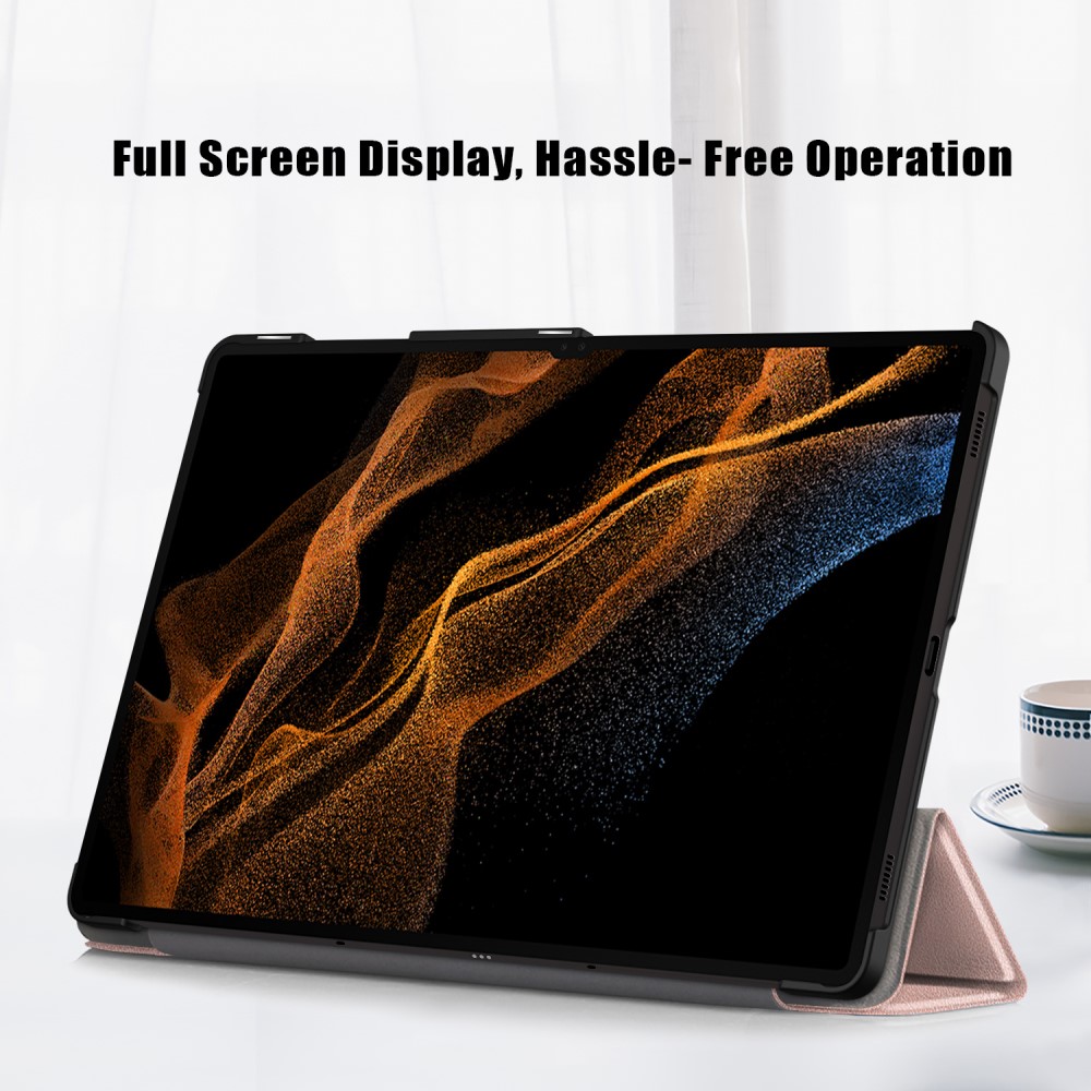  Samsung Galaxy Tab S9 Ultra Fodral Tri-Fold Roséguld