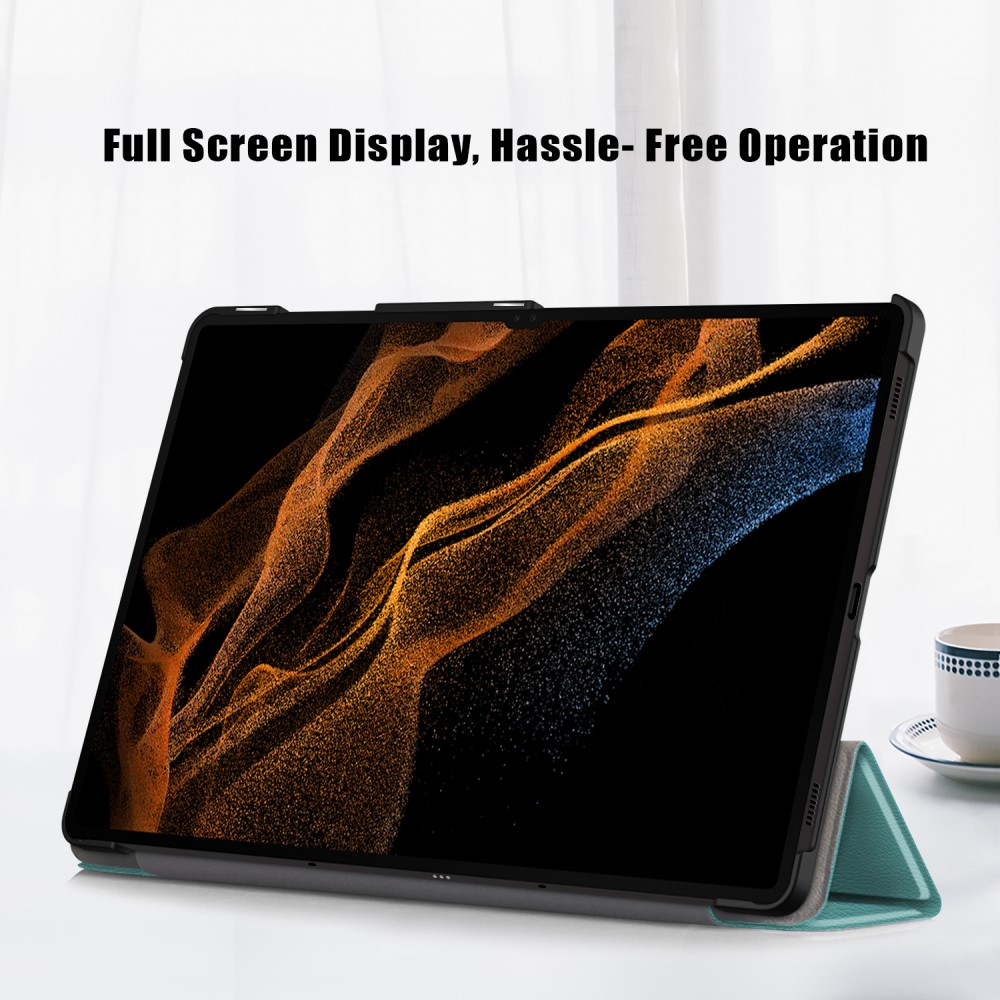  Samsung Galaxy Tab S9 Ultra Fodral Tri-Fold Svartgrön