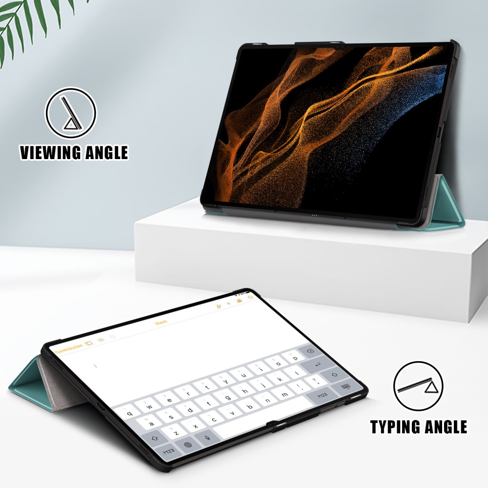  Samsung Galaxy Tab S9 Ultra Fodral Tri-Fold Svartgrön
