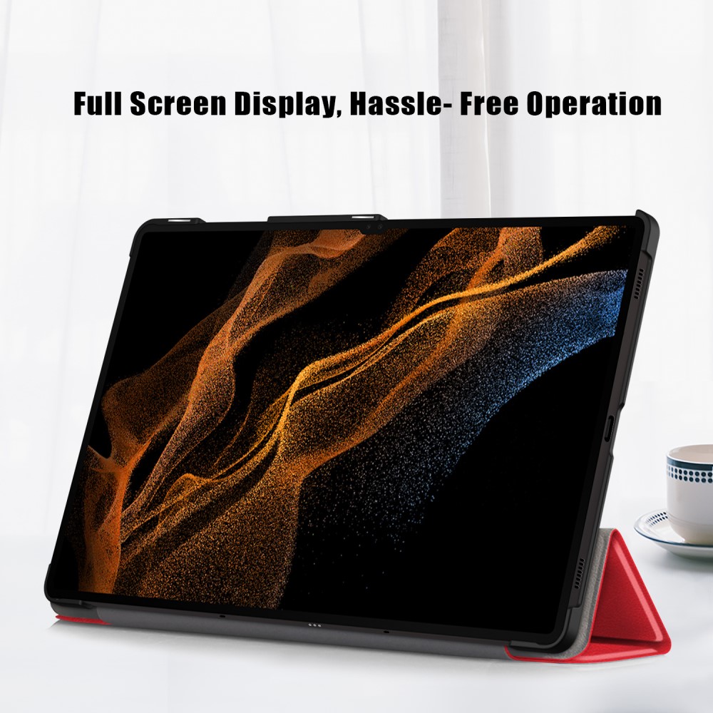  Samsung Galaxy Tab S9 Ultra Fodral Tri-Fold Röd