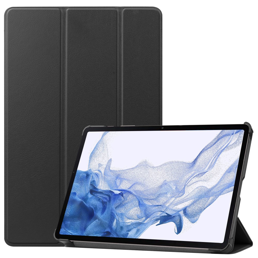  Samsung Galaxy Tab S9 Fodral Tri-Fold Läder Svart