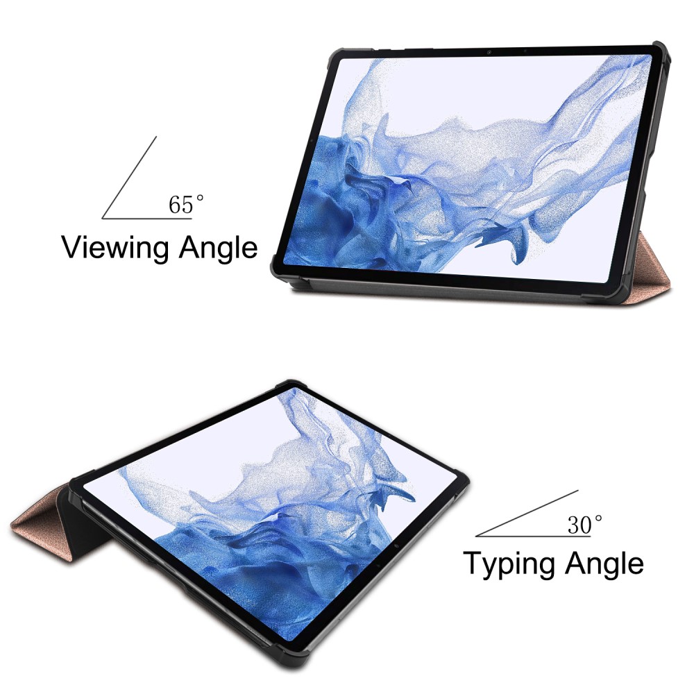  Samsung Galaxy Tab S9 Fodral Tri-Fold Läder Roséguld