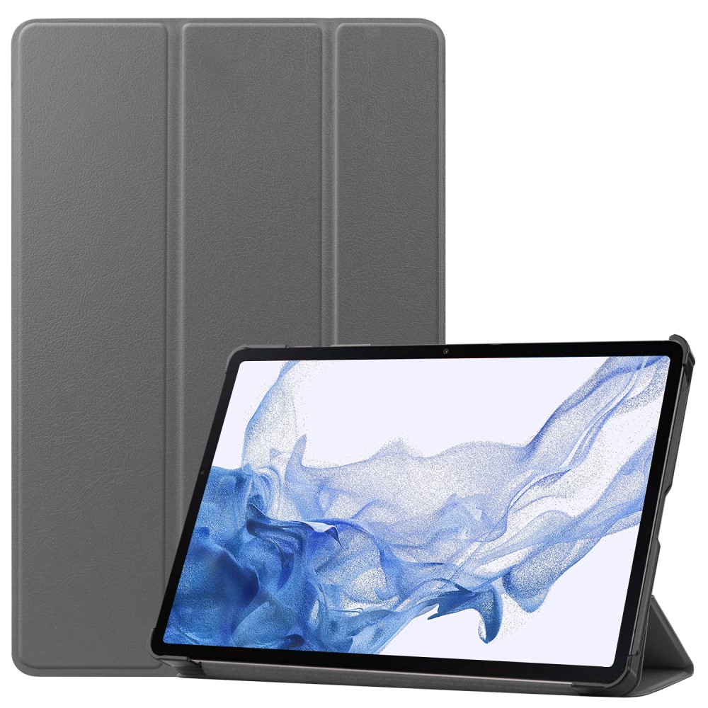  Samsung Galaxy Tab S9 Fodral Tri-Fold Läder Grå