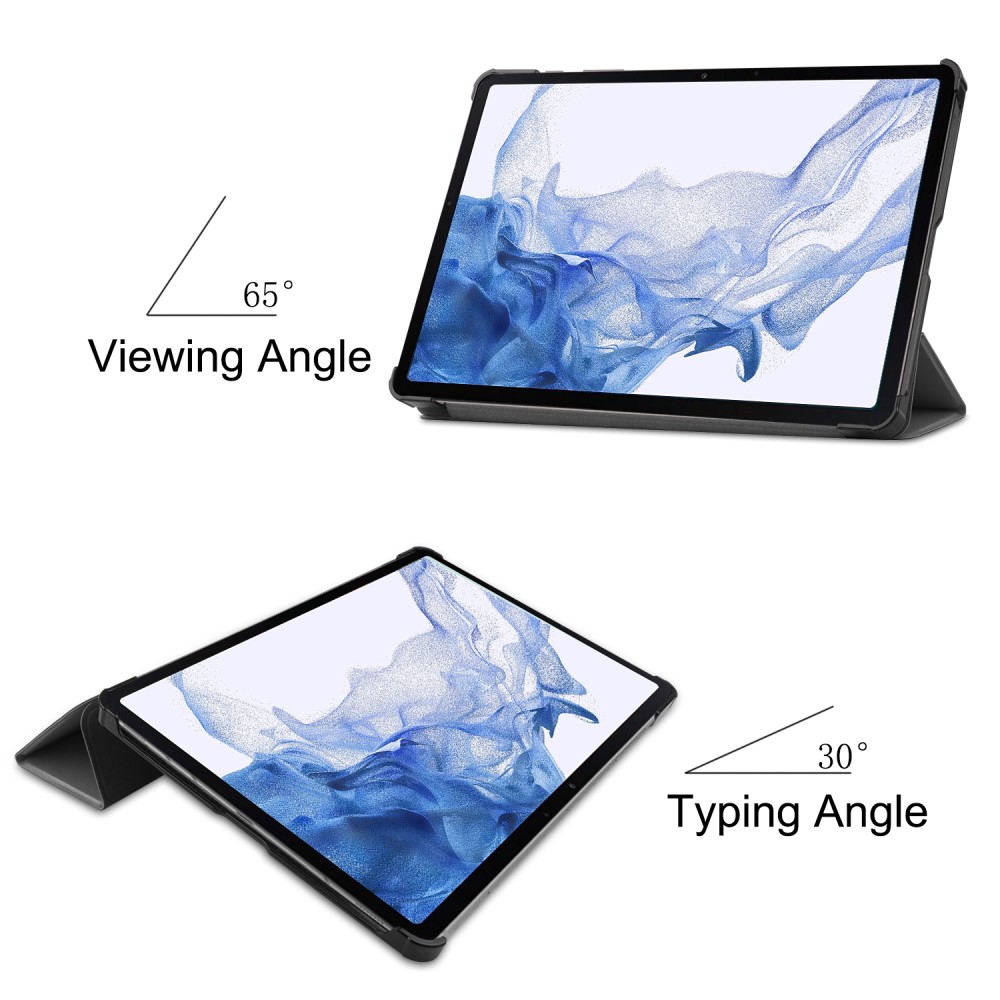  Samsung Galaxy Tab S9 Fodral Tri-Fold Läder Grå