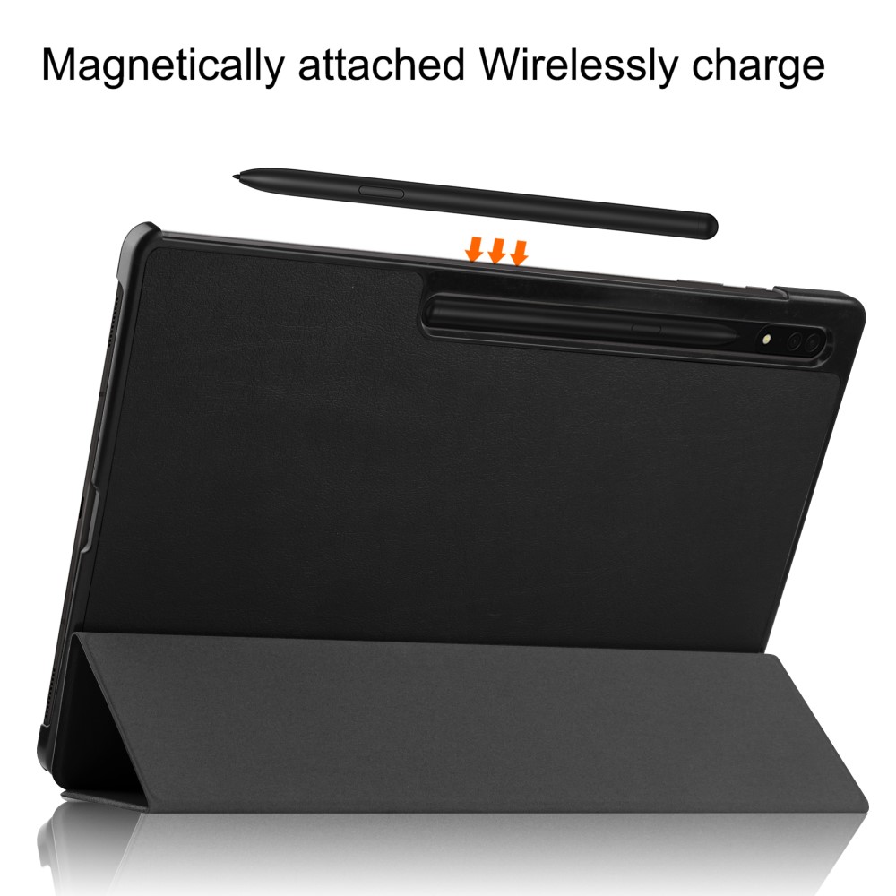  Samsung Galaxy Tab S9 Ultra Fodral Tri-Fold Läder Svart