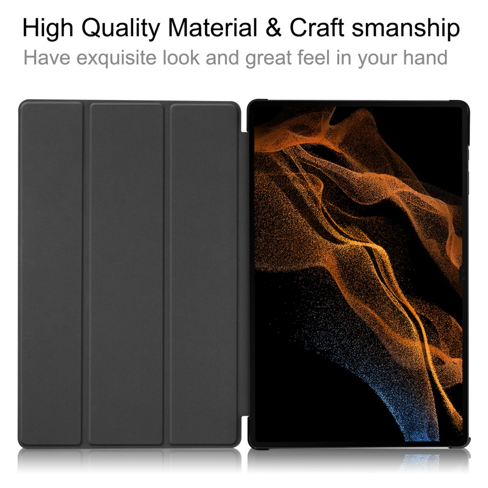  Samsung Galaxy Tab S9 Ultra Fodral Tri-Fold Läder Blå