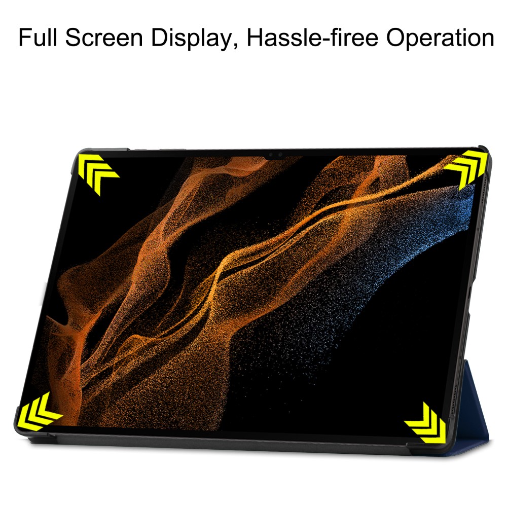  Samsung Galaxy Tab S9 Ultra Fodral Tri-Fold Läder Blå