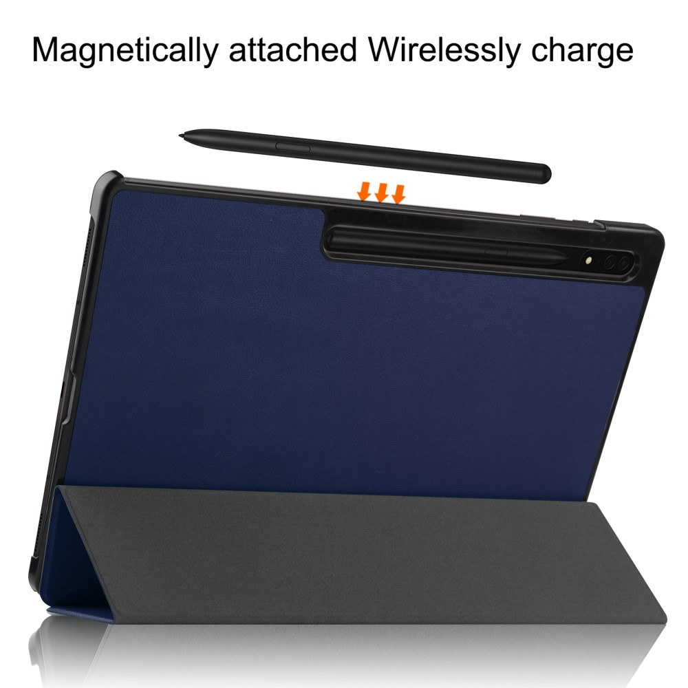 Samsung Galaxy Tab S9 Ultra Fodral Tri-Fold Läder Blå