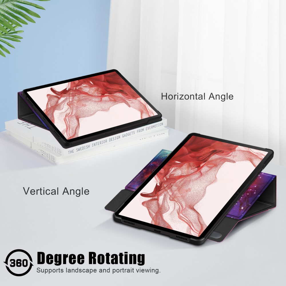  Galaxy Tab S9 Fodral Läder 360° Rotation Cosmic Space