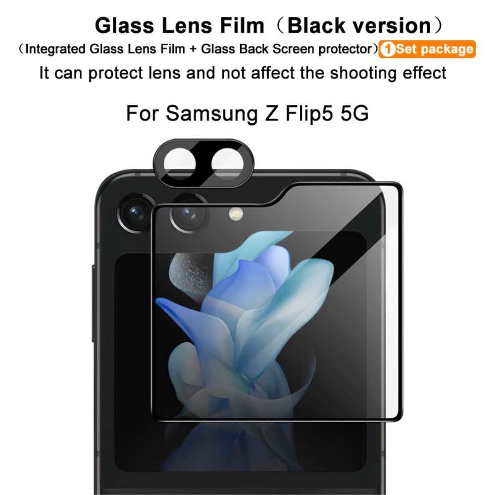 IMAK IMAK Galaxy Z Flip 5 Skärmskydd/Linsskydd Härdat Glas Svart
