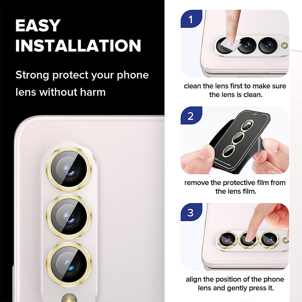 ENKAY ENKAY Galaxy Z Fold 5 Linsskydd Aluminium Härdat Glas Guld