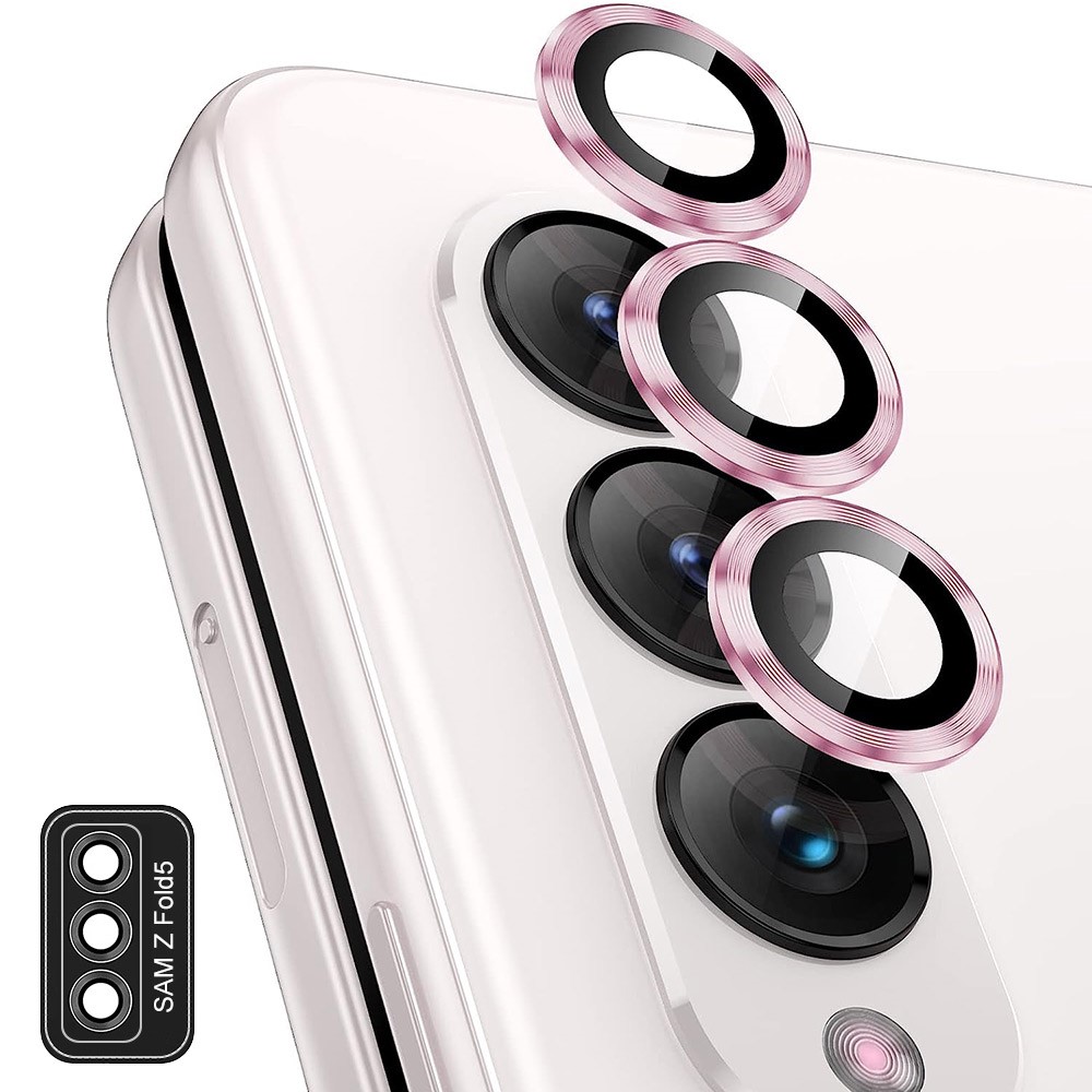 ENKAY ENKAY Galaxy Z Fold 5 Linsskydd Aluminium Härdat Glas Rosa