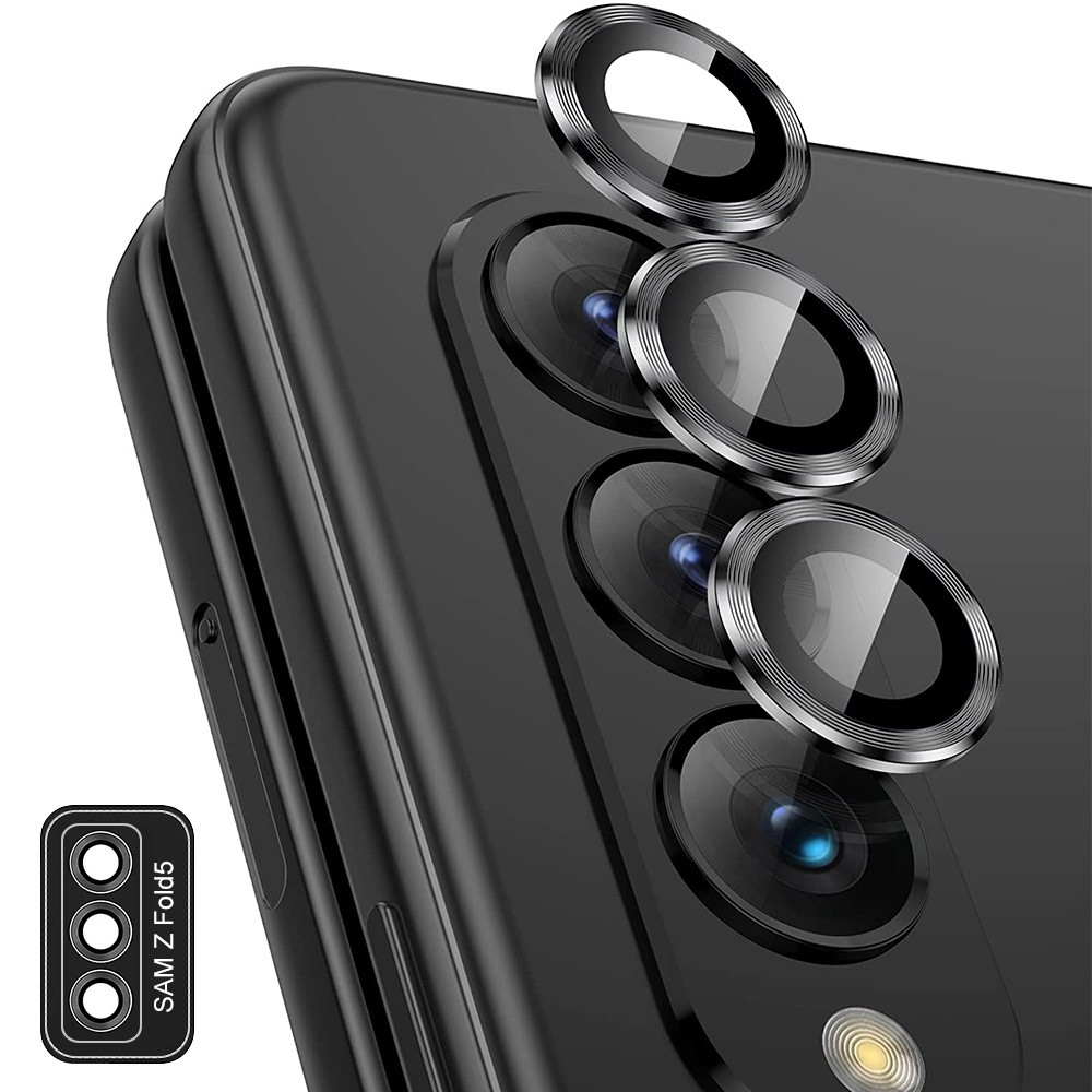 ENKAY ENKAY Galaxy Z Fold 5 Linsskydd Aluminium Härdat Glas Svart