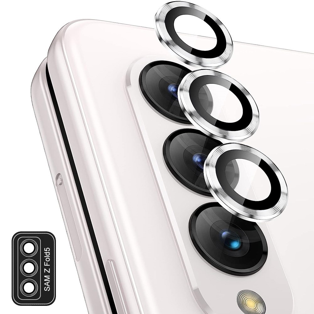 ENKAY ENKAY Galaxy Z Fold 5 Linsskydd Aluminium Härdat Glas Silver