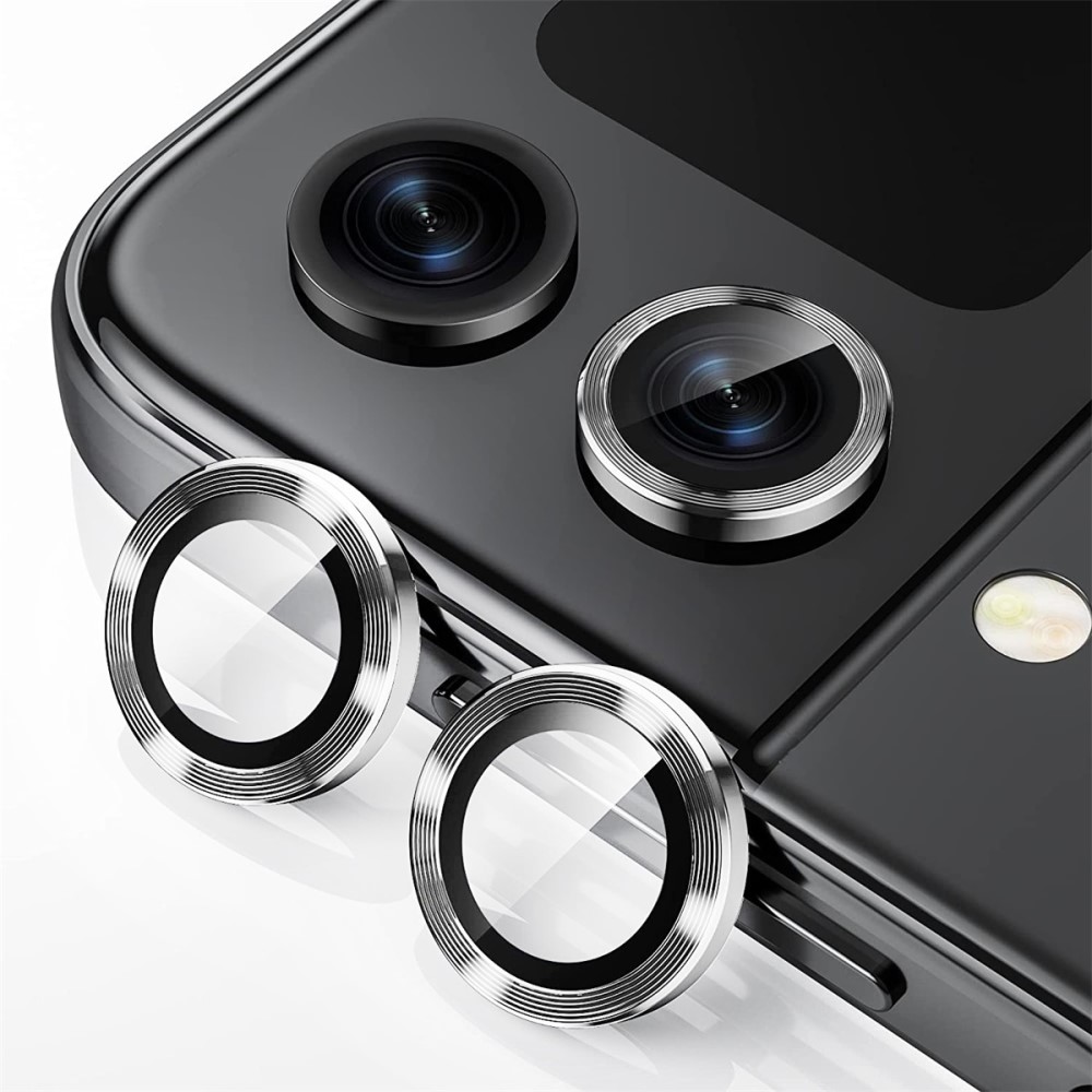 ENKAY ENKAY Galaxy Z Flip 5 Linsskydd Aluminium Härdat Glas Silver