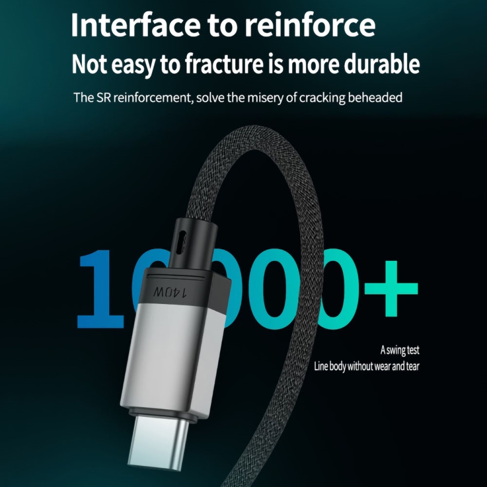  2m 140W USB-C - MagSafe 3 Magnetisk Nylon Kabel Blå