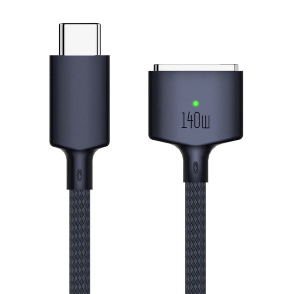  2m 140W PD USB-C - MagSafe 3 Magnetisk Nylon Kabel Blå