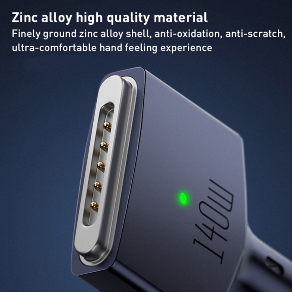  2m 140W PD USB-C - MagSafe 3 Magnetisk Nylon Kabel Blå