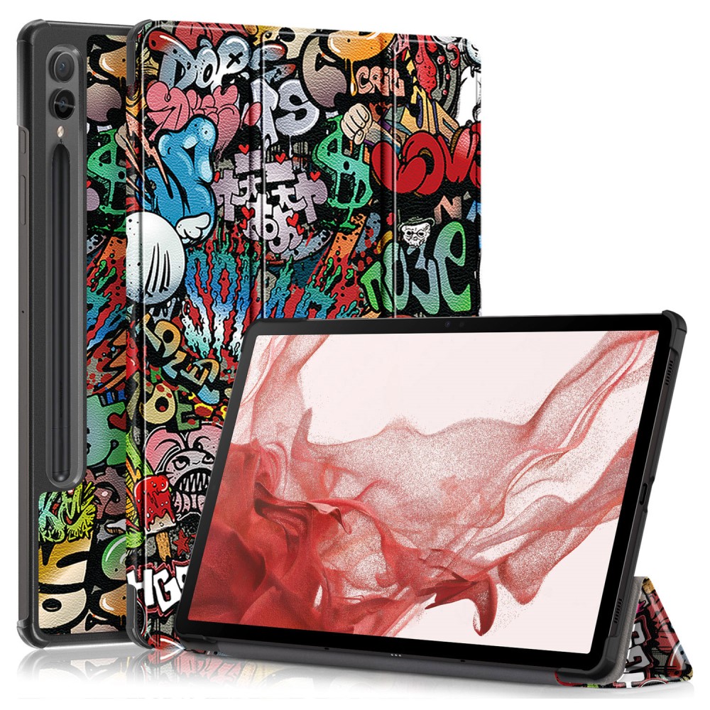  Samsung Galaxy Tab S9 Plus Fodral Läder Graffiti