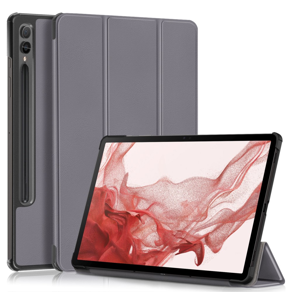 Samsung Galaxy Tab S9 Plus Fodral Läder Grå